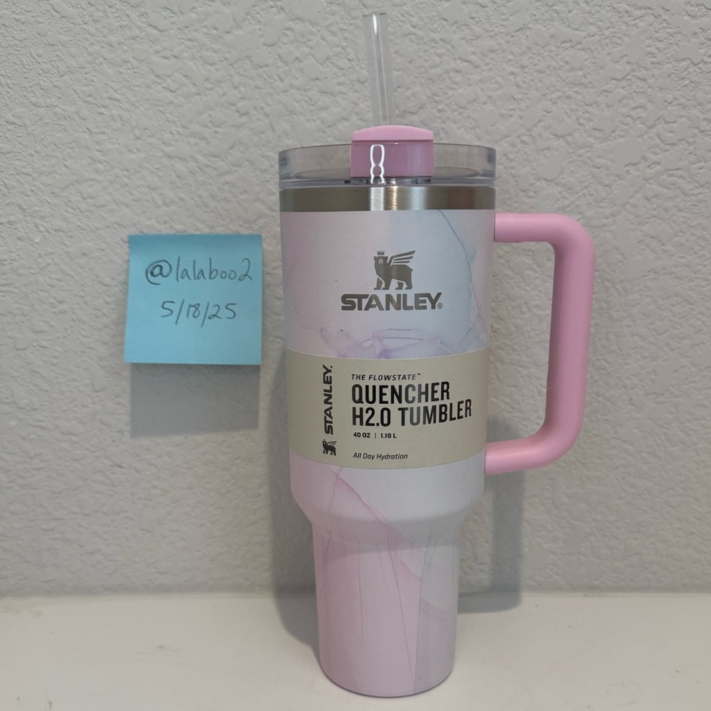 Stanley Watercolor Tulle Pink 40 oz Tumbler Water Cup Quencher H2.0 FlowState